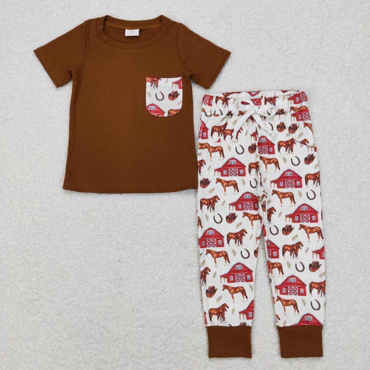 short sleeve farm rodeo boys clothes set