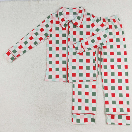 mommy and me adult clothes adult woman green white red checkered Christmas pajama