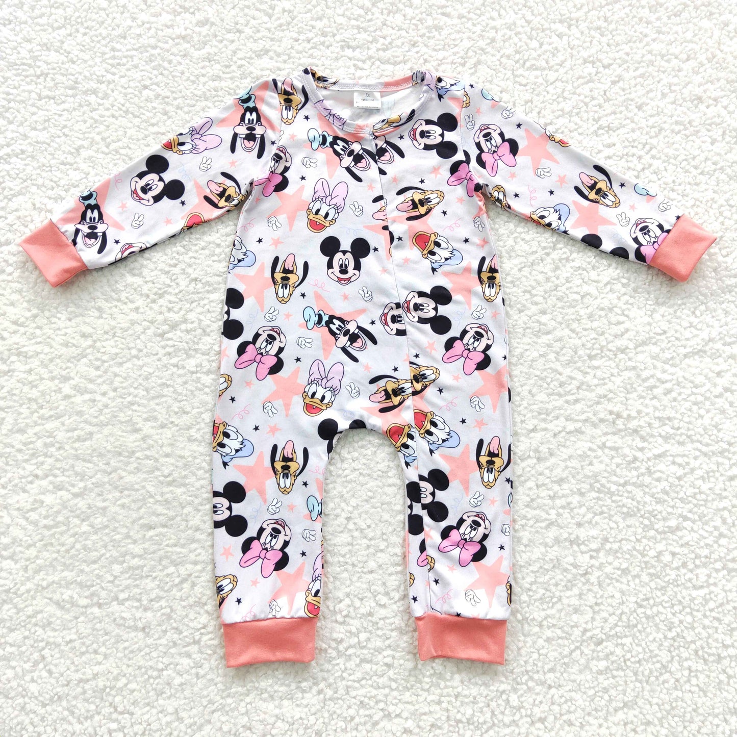 cartoon pink toddler baby zipper romper