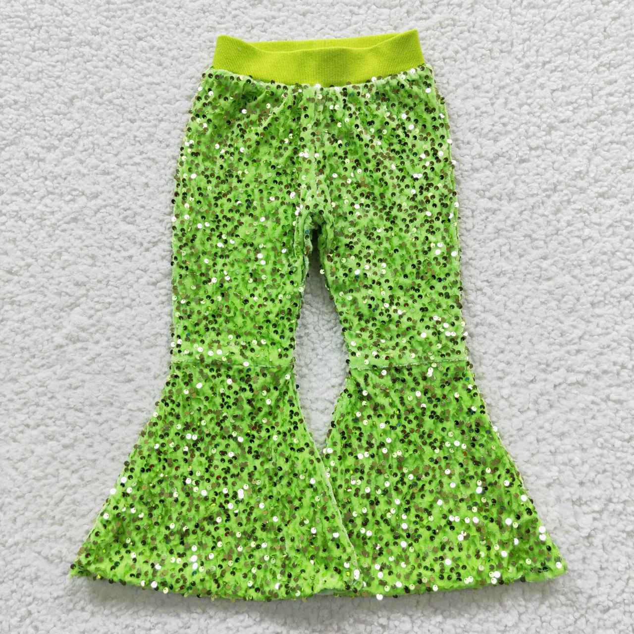 Fluorescent green sequin pants