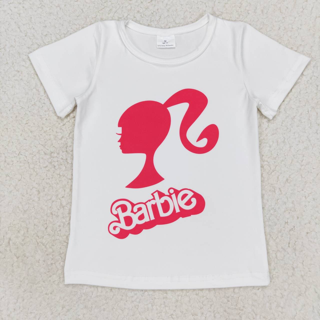 white doll print girls t-shirt