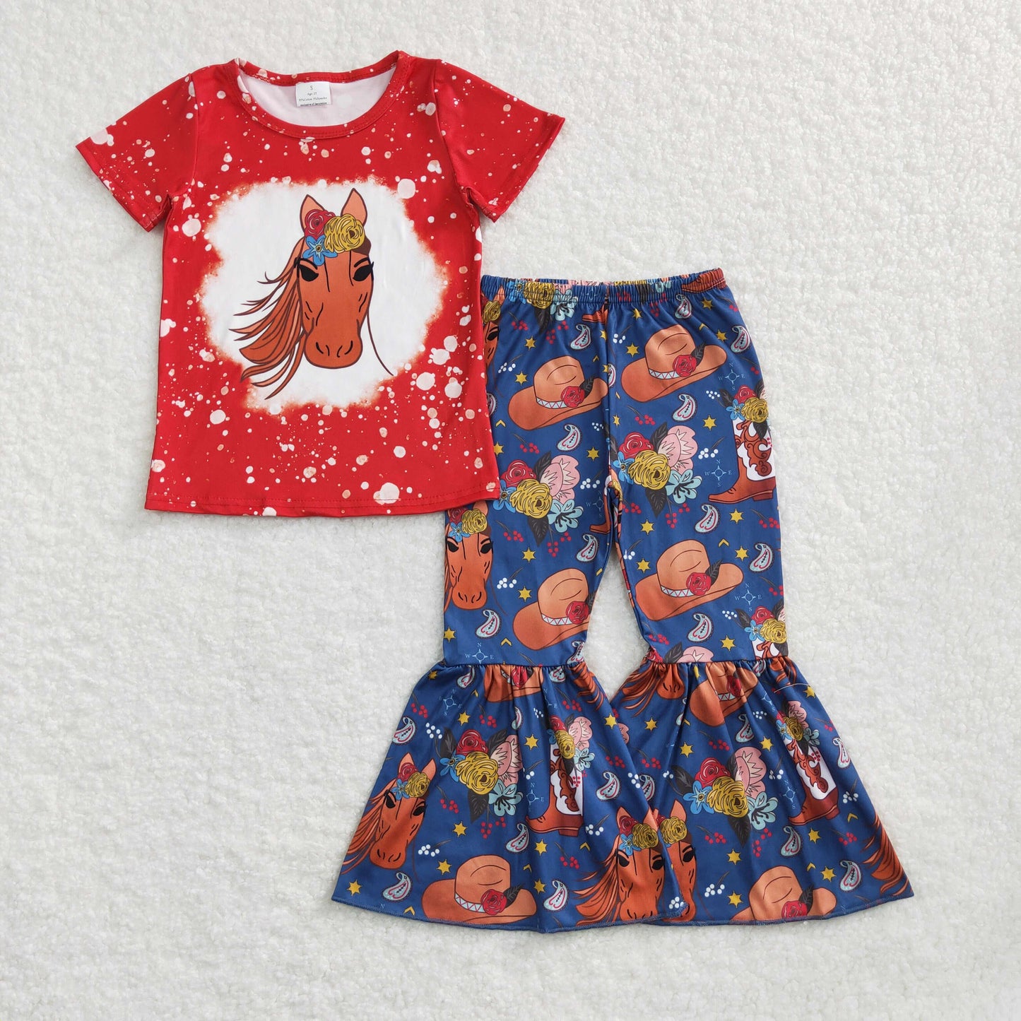 horse bell bottom set girls outfit