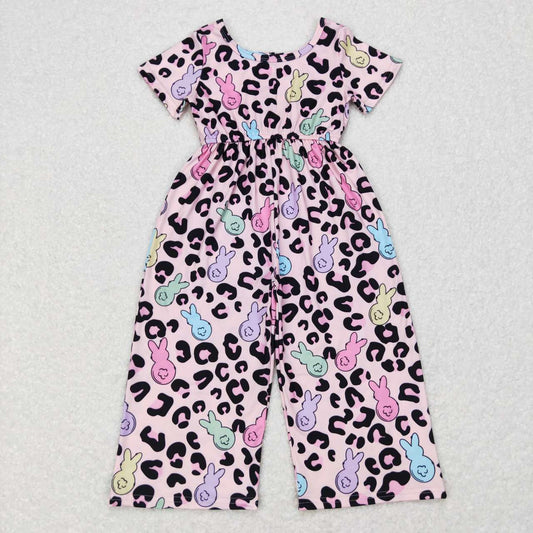 girl easter pink leopard peeps jumpsuit