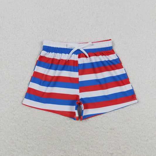 red white blue stripes boy trunks 4th of july kids swimsuit