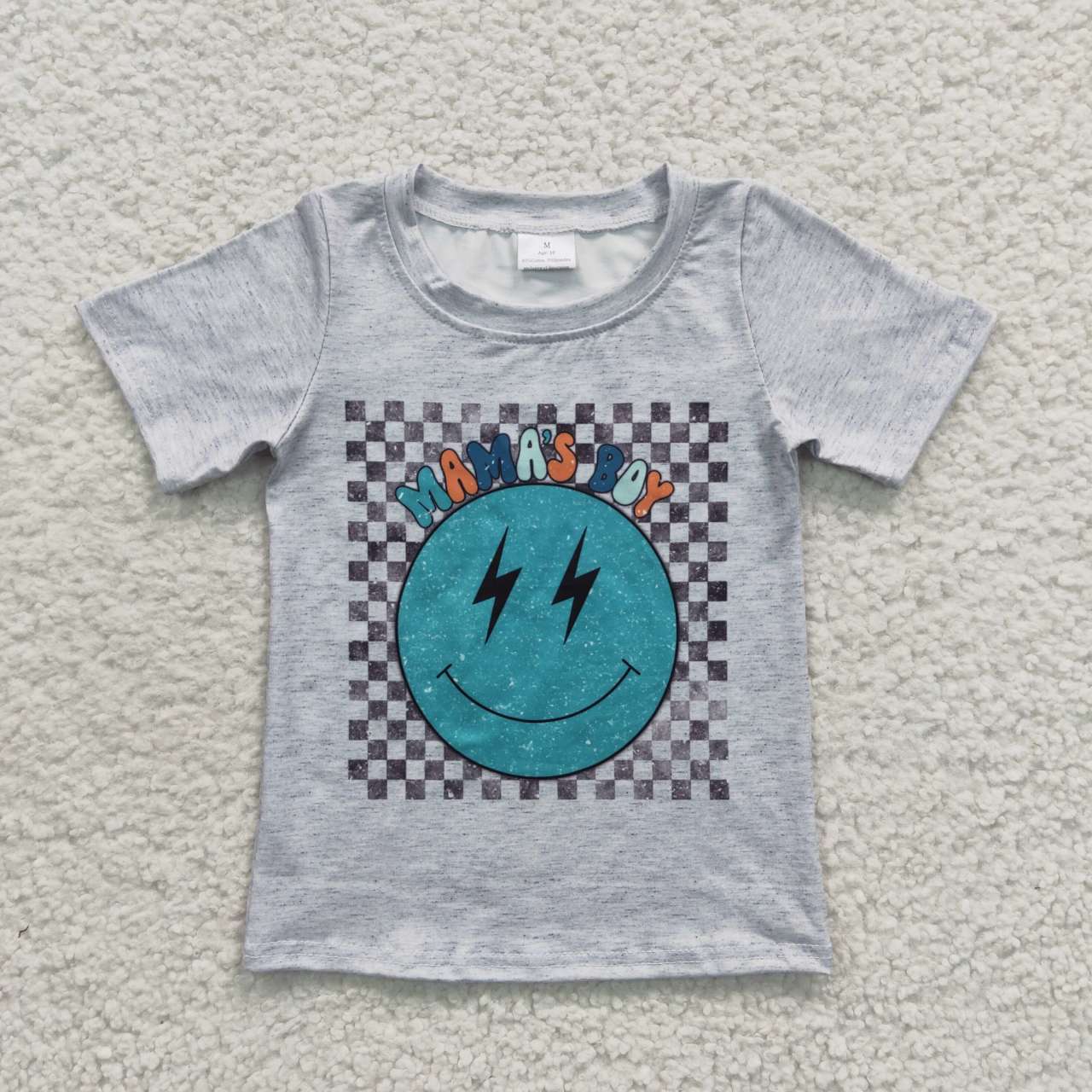 boy grey t-shirt mama's boy smiley print