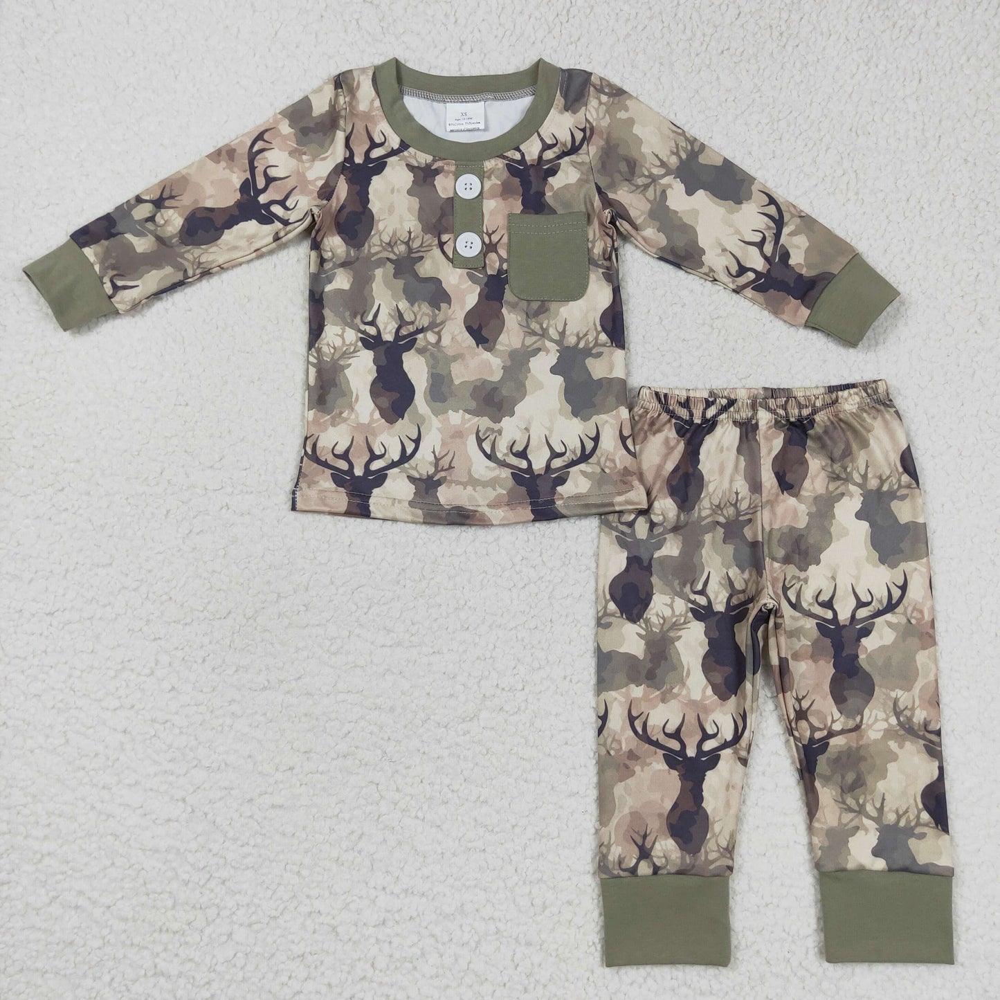 2pieces boys pajama camo deer print