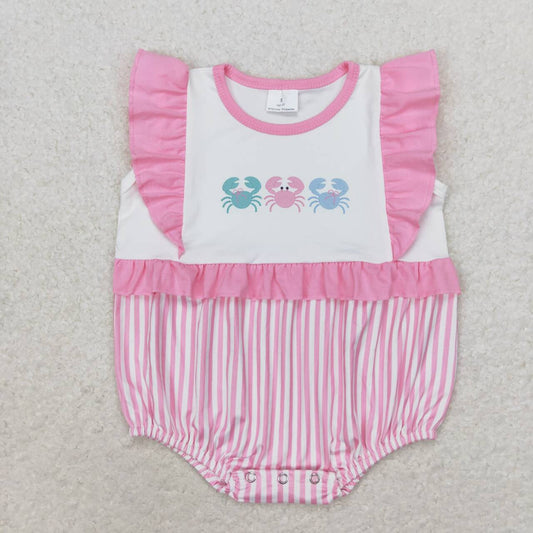 summer pink crab baby girl bubble