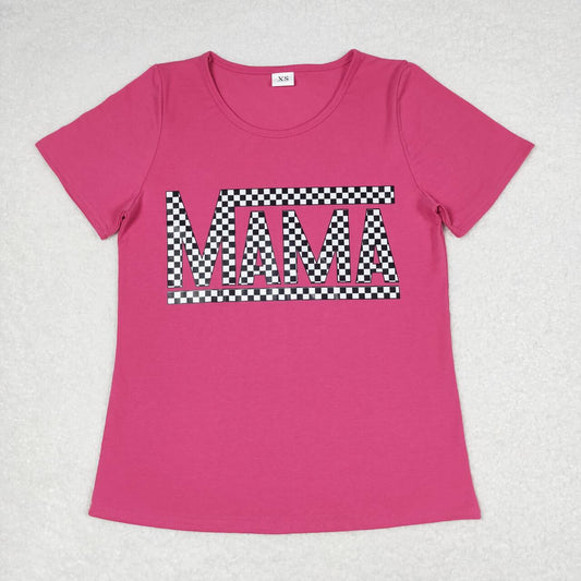 hot pink t shirt with mama letters adult clothes woman's tee