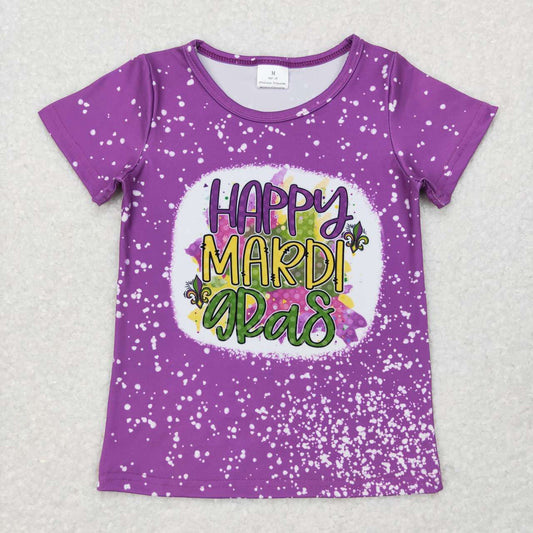 purple happy mardi gras girl t-shirt