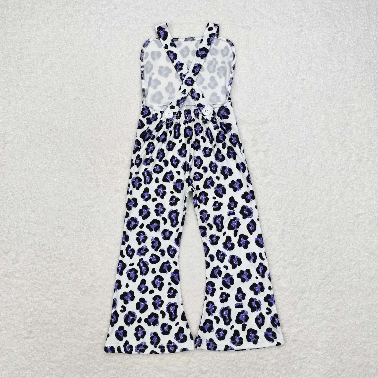 2pcs cotton purple leopard overall pants outfit