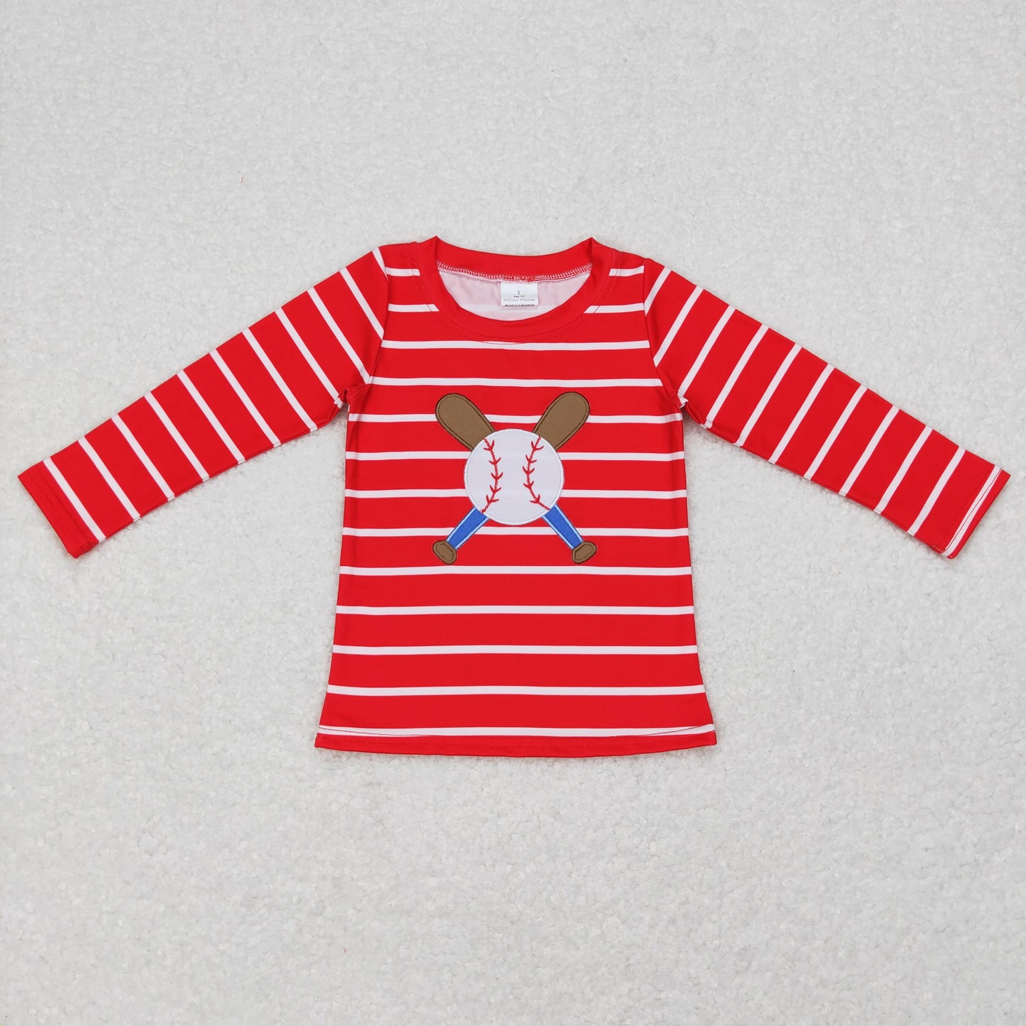 little boy res stripe baseball embroidery pullover