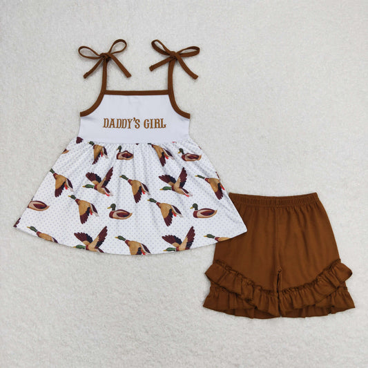 duck embroidery daddy's girl shorts set father's day clothing