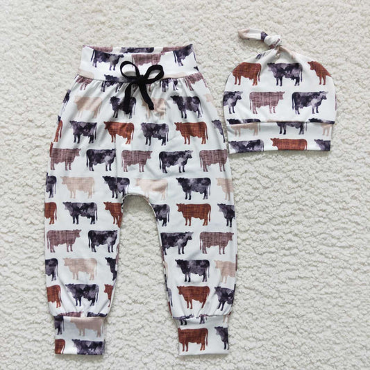 2pieces baby cow pants with hat