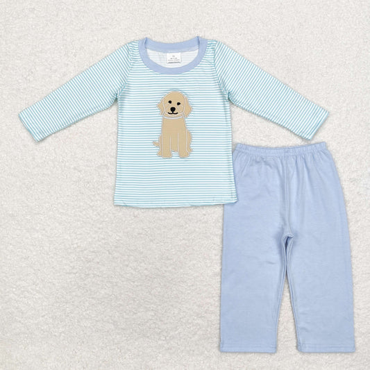 puppy embroidered pants set boys clothes