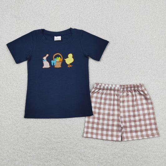 easter embroidery boy shorts set