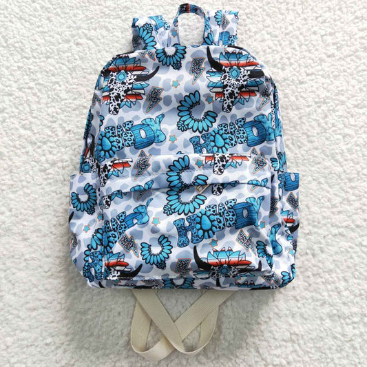 turquoise print child bag backpack