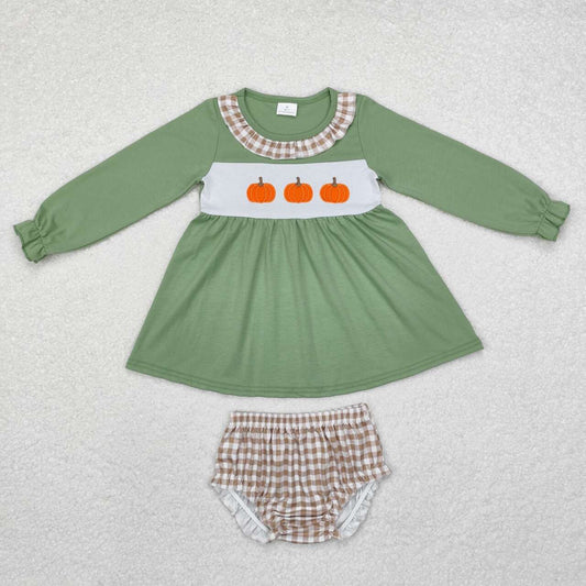 pumpkin embroidered bummie set