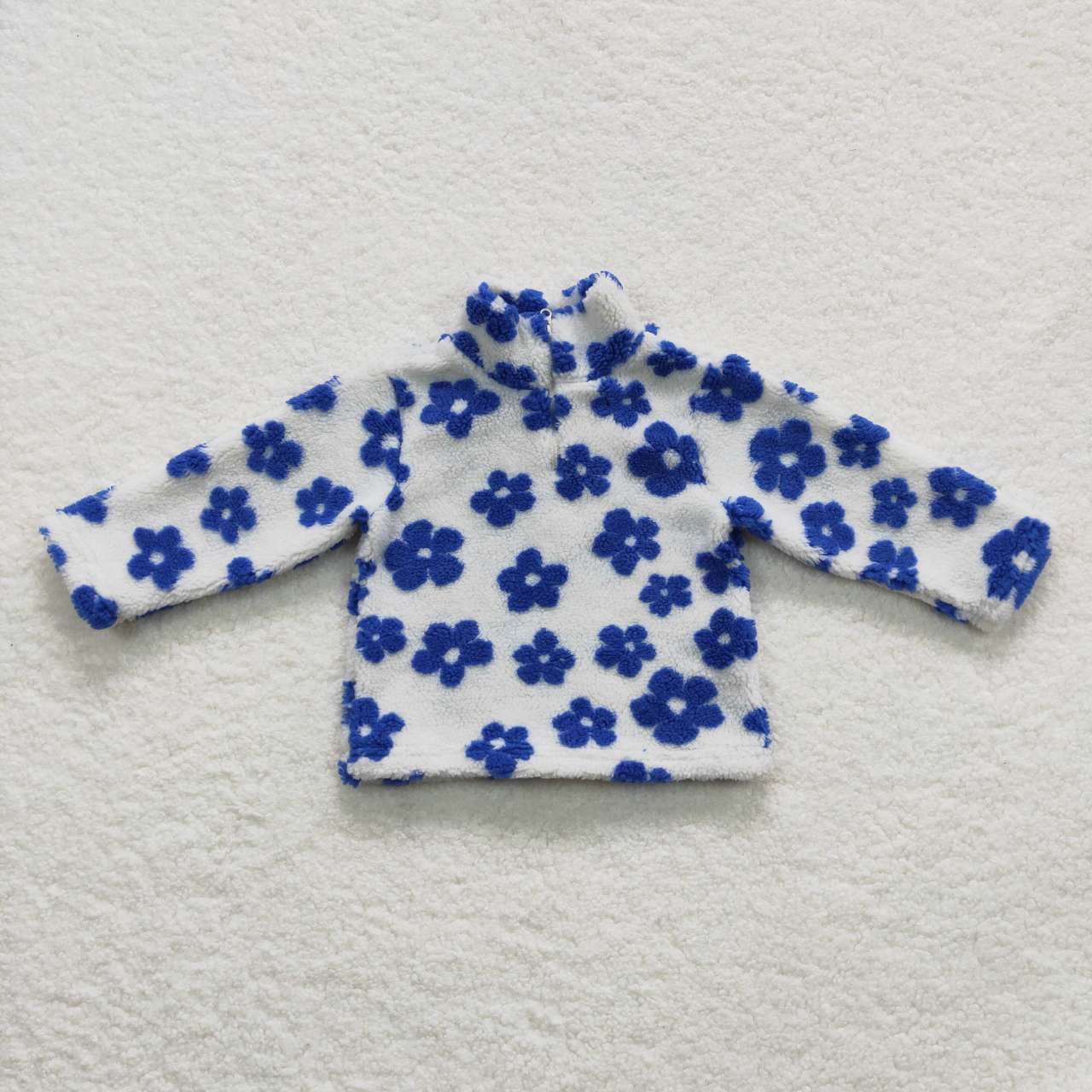 blue flower sherap zip coat kids winter top clothing