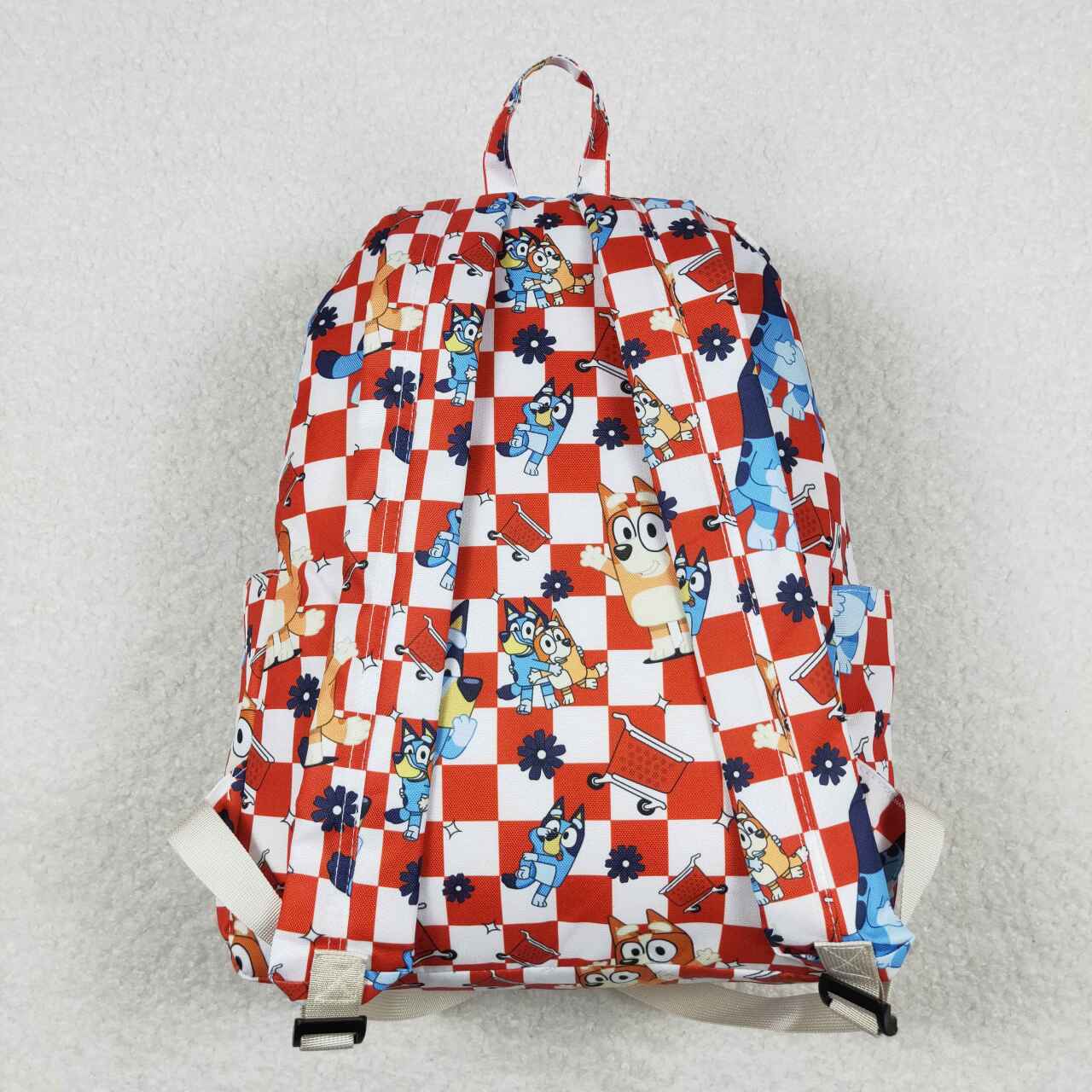 checkered target cartoon dog children backpack