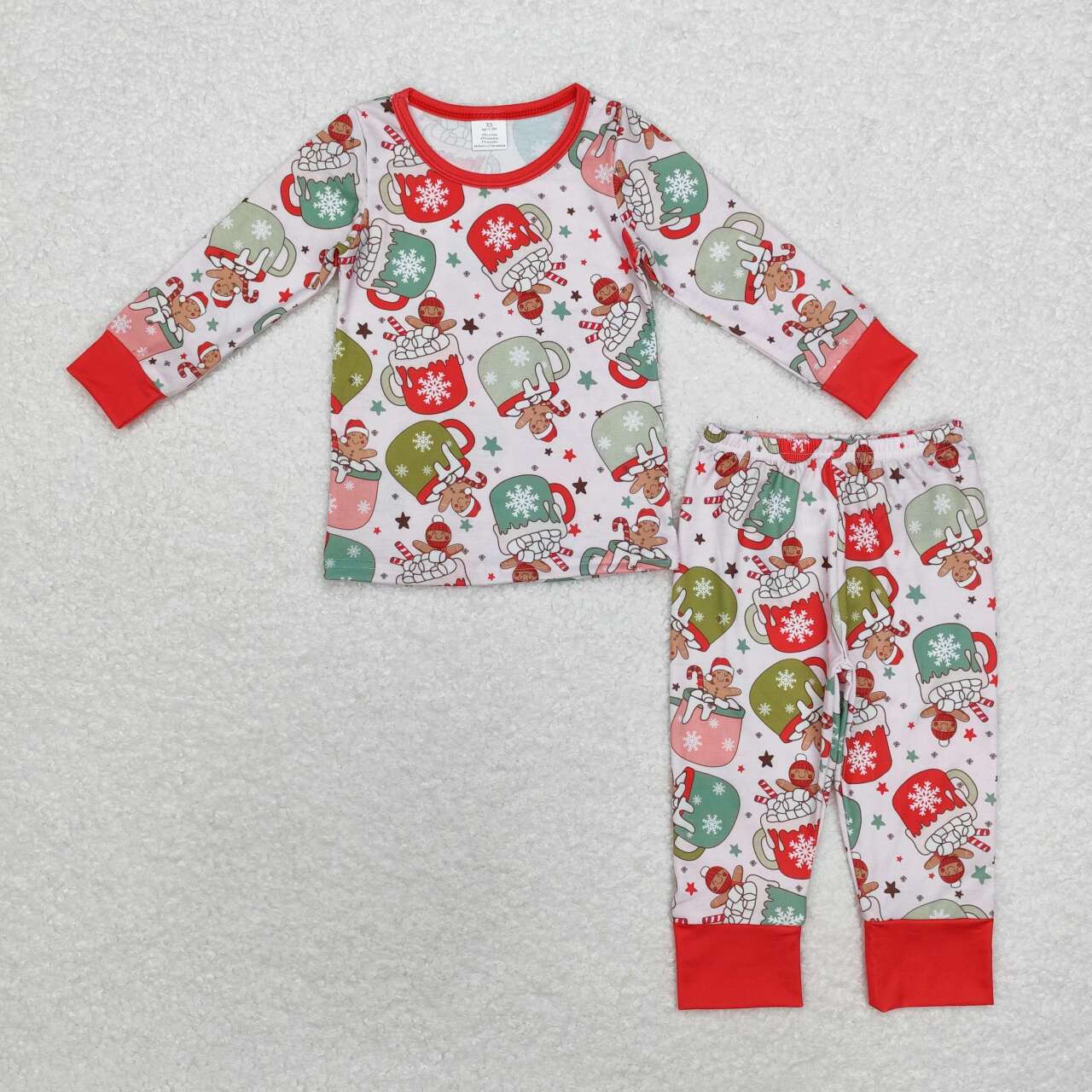baby girl Christmas hot cocoa vintage gingerbread cookie pajama set