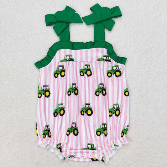 strap pink stripe tractor baby girl bubble