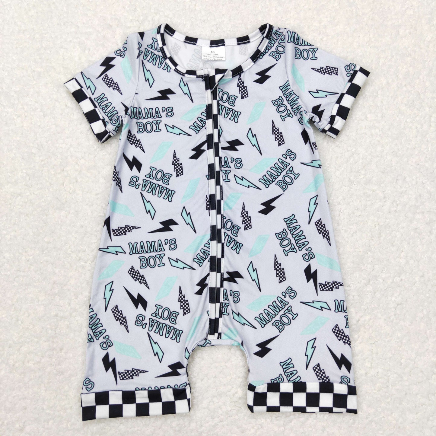 short sleeve mama's boy zip romper