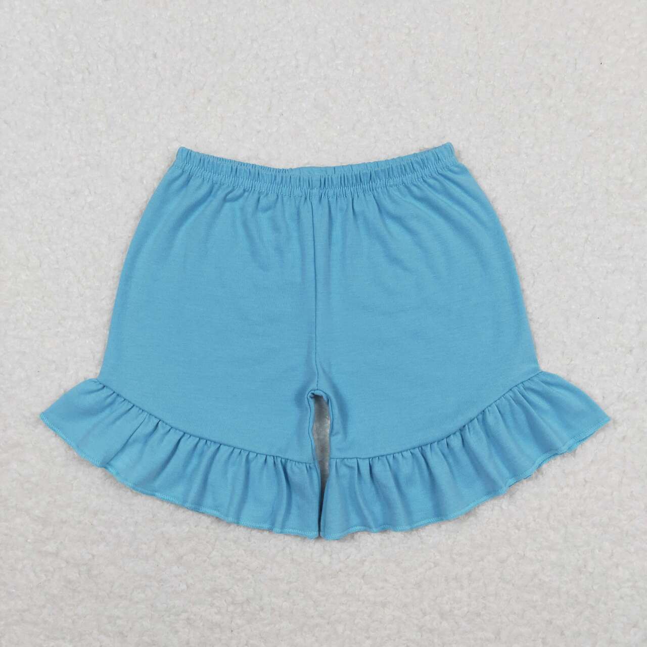 solid blue ruffle girl summer shorts