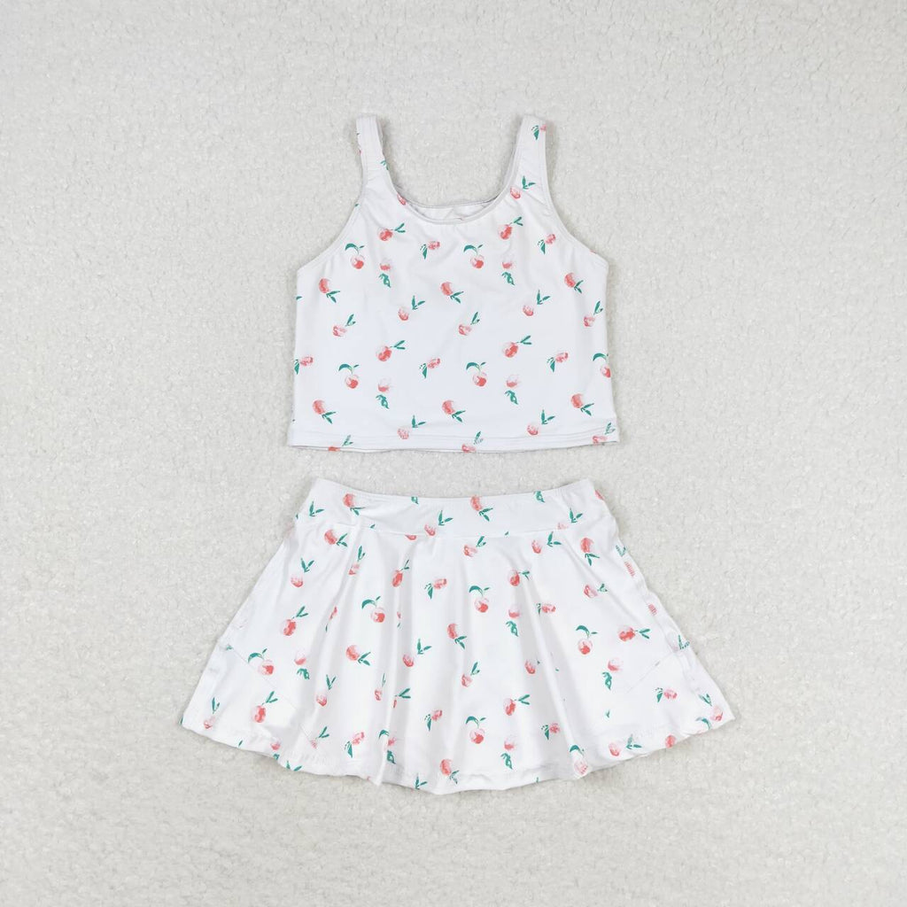 peach print skort girls swimsuit