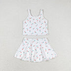 peach print skort girls swimsuit
