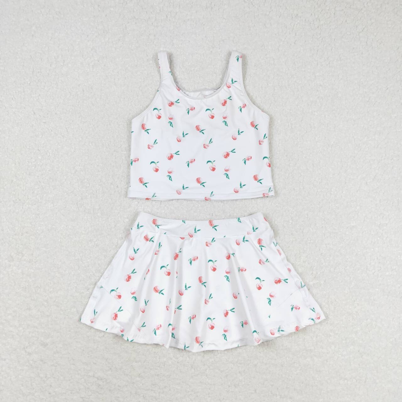 peach print skort girls swimsuit