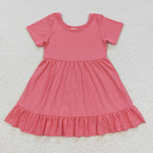 short sleeve solid color ruffle dress