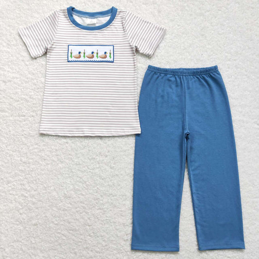 baby boy short sleeve duck embroidery pants set