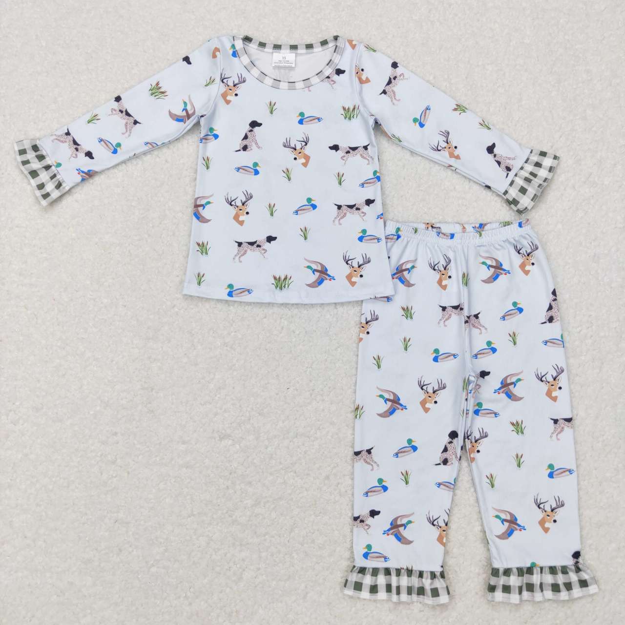 duck dog deer print 2pieces girl fall pajama