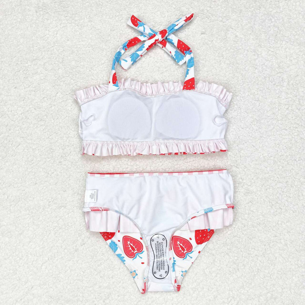 strawberry two piece swimsuit girl swimwear