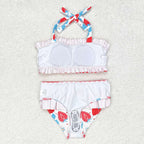 strawberry two piece swimsuit girl swimwear