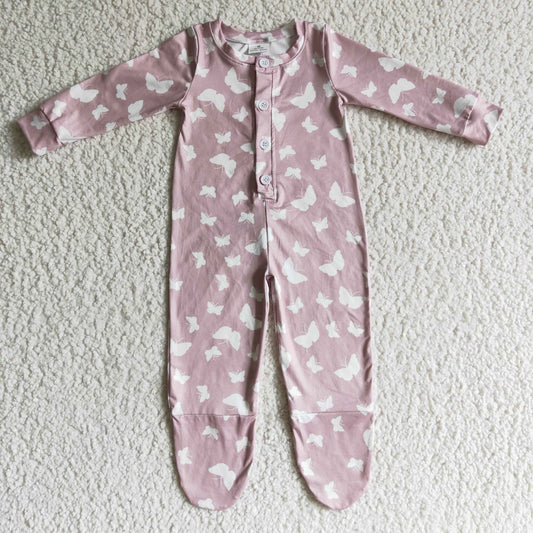butterfly baby footie button romper