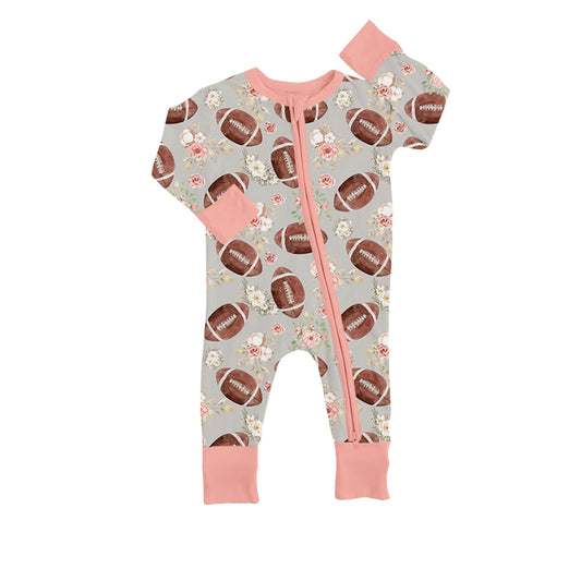 Pre order  infant girl football zip sleeper