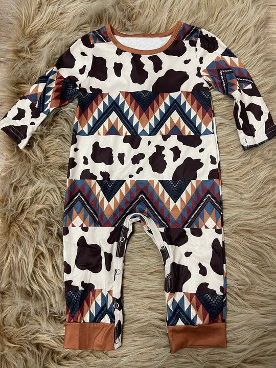 Pre order  Cow Print & Aztec Romper