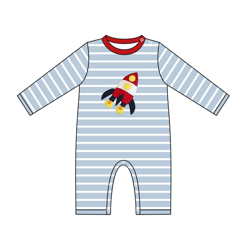 Pre order  long sleeve baby boy romper rocket