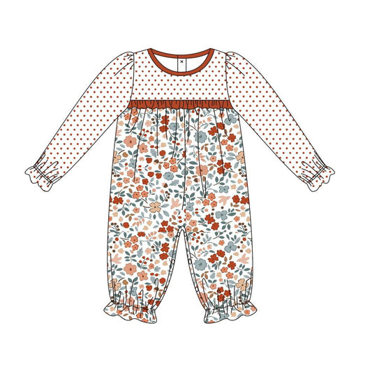 Pre order polk dots flower romper girl