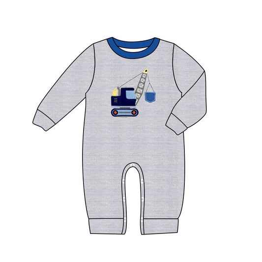 Pre order  gray crane boys romper