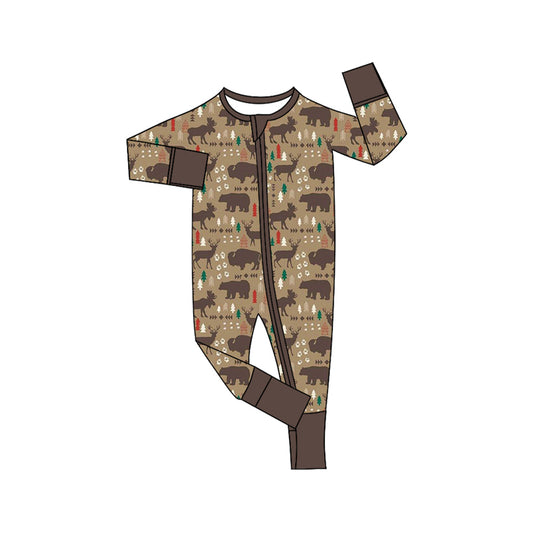 Pre order baby boy long sleeve forest animal  sleeper