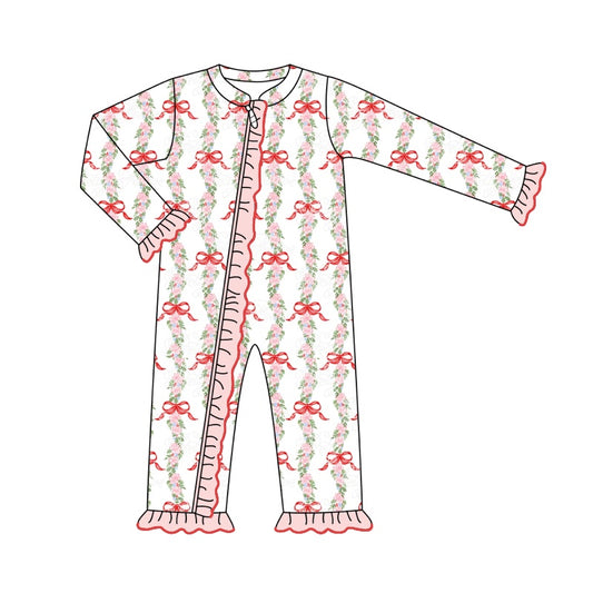 Pre order red bows zip sleeper baby clothes