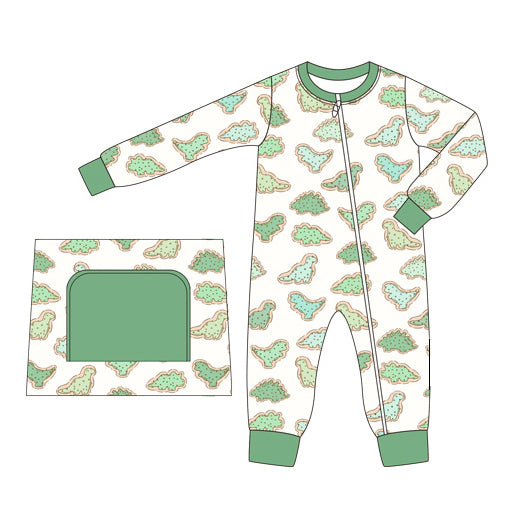 Pre order   baby boy dinosaur cake sleeper green