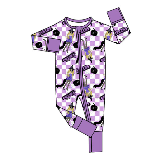 Pre order   baby girl checkered doll sleeper purple