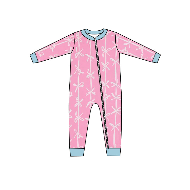 Pre order baby girl bow print sleeper