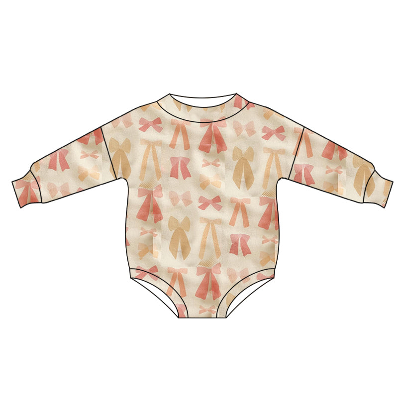 Pre order  baby girl long sleeve bow bubble