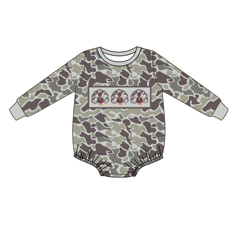 Pre order  baby boy camo turkey bubble