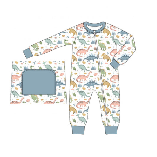 Pre order baby boy dinosaur zip sleeper