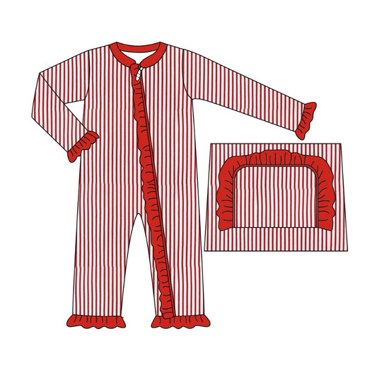 Pre order red stripes zip sleeper girl